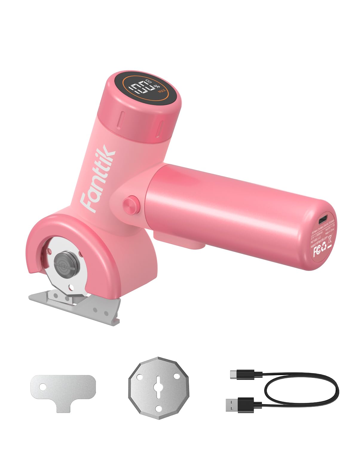 Fanttik C8 Nano Cordless Electric Scissors with LED Display, Rechargeable Cardboard Cutter with 2 Blades, EasySwap Blade Change, LED Light, for Thin Cardboard Box Carpet Leather - Black