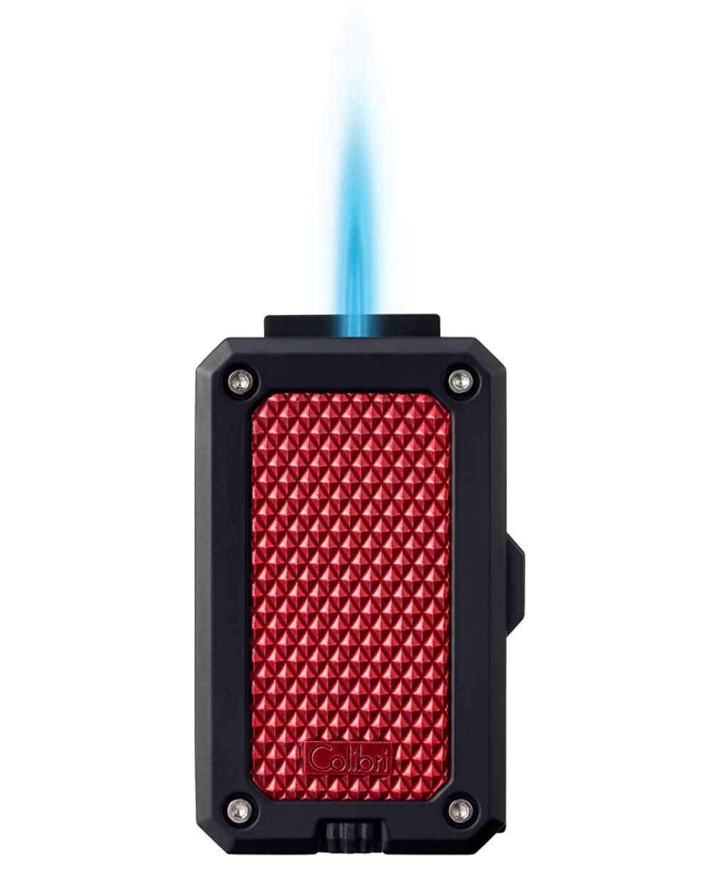 Colibri Rally Single Jet Flame Butane Lighter, Windproof & Refillable, Cigar Enthusiast's Choice with Blue Fuel Window and Adjustable Flame (Matte Black & Blue)