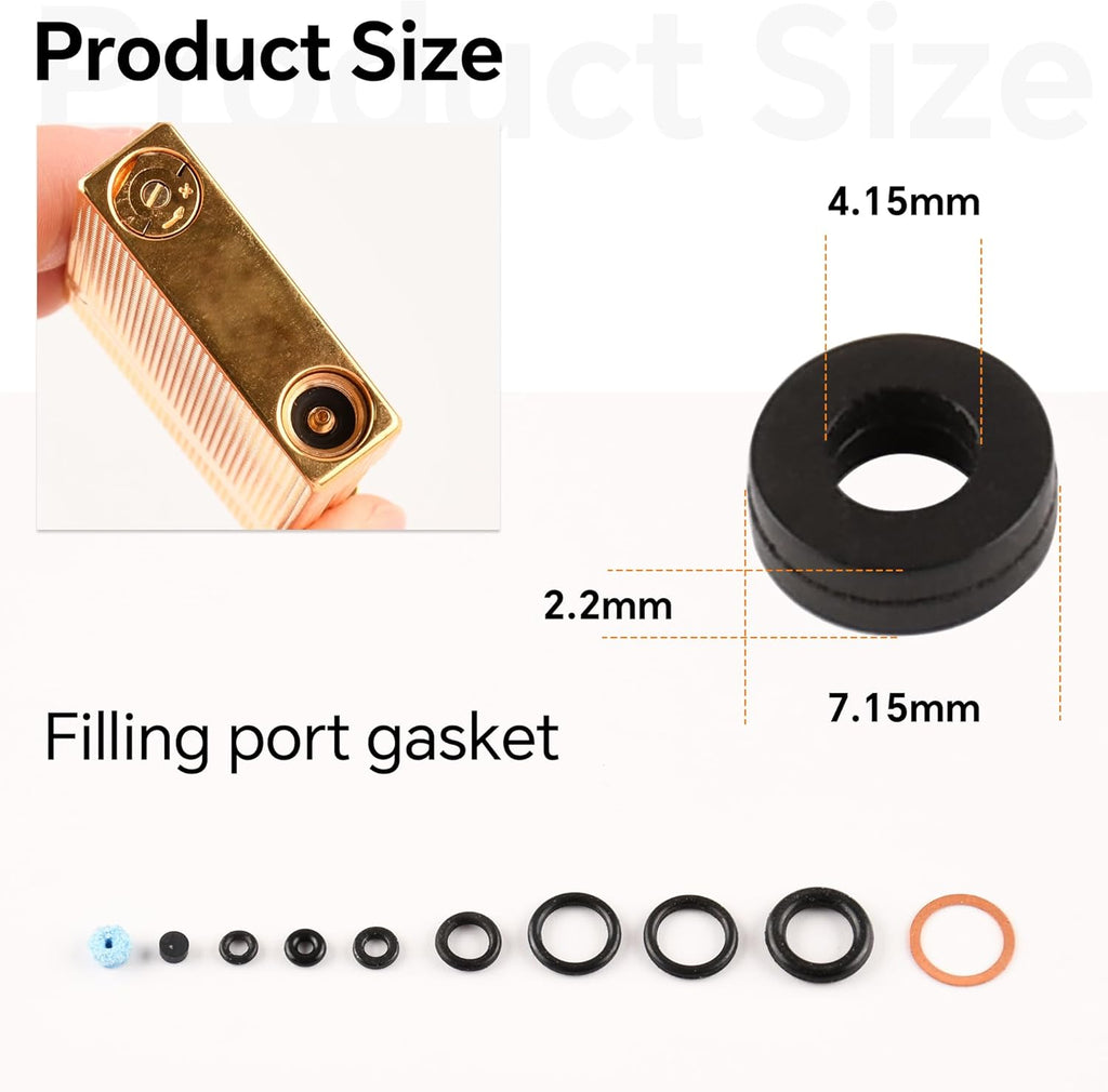 3 Pack Lighter Seal Kit for S.T.Dupont L2 - Includes O-Rings, Refill Valve Gaskets, Rubber Stoppers, and Filter Cotton for Lighter Repair