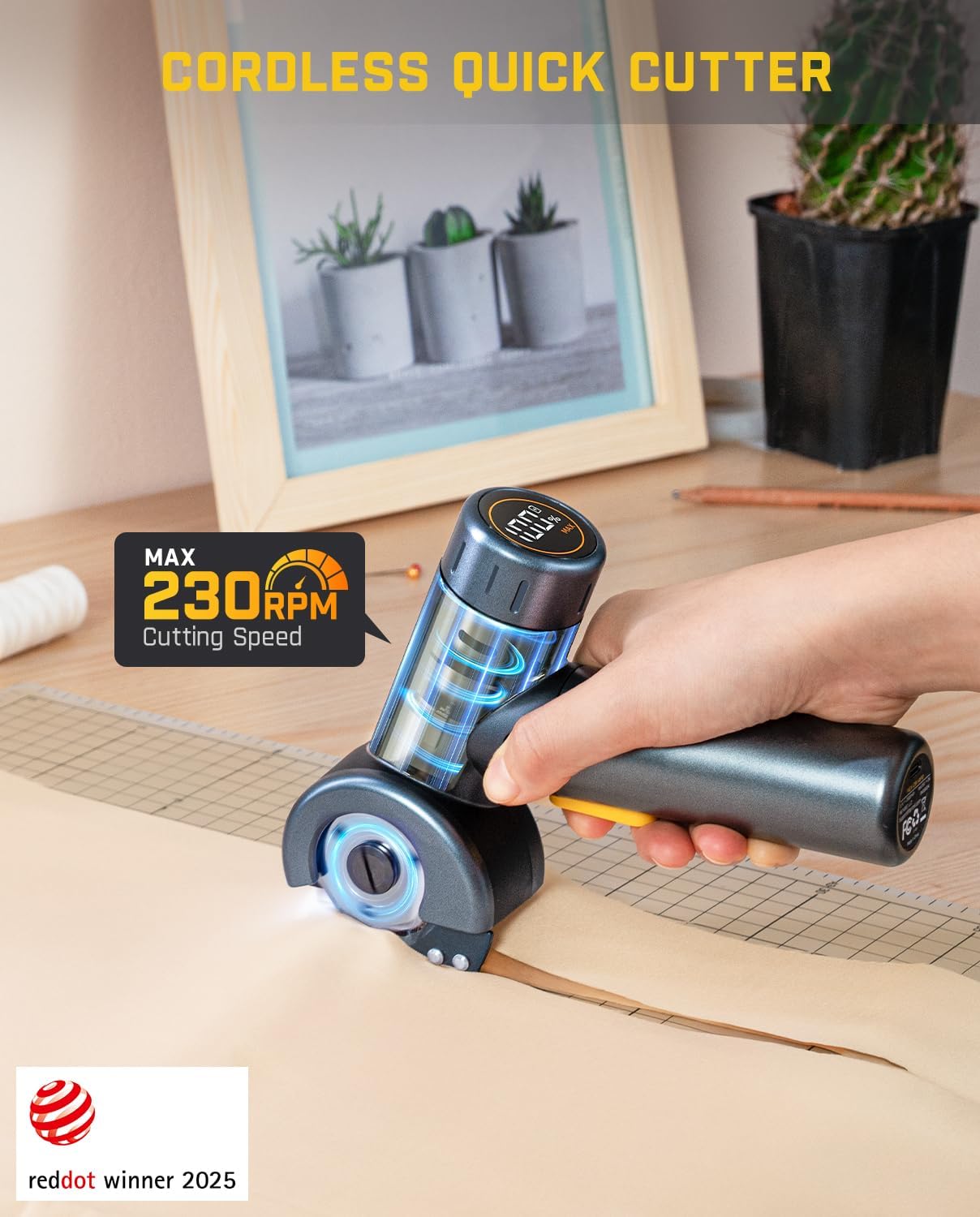 Fanttik C8 Nano Cordless Electric Scissors with LED Display, Rechargeable Cardboard Cutter with 2 Blades, EasySwap Blade Change, LED Light, for Thin Cardboard Box Carpet Leather - Black