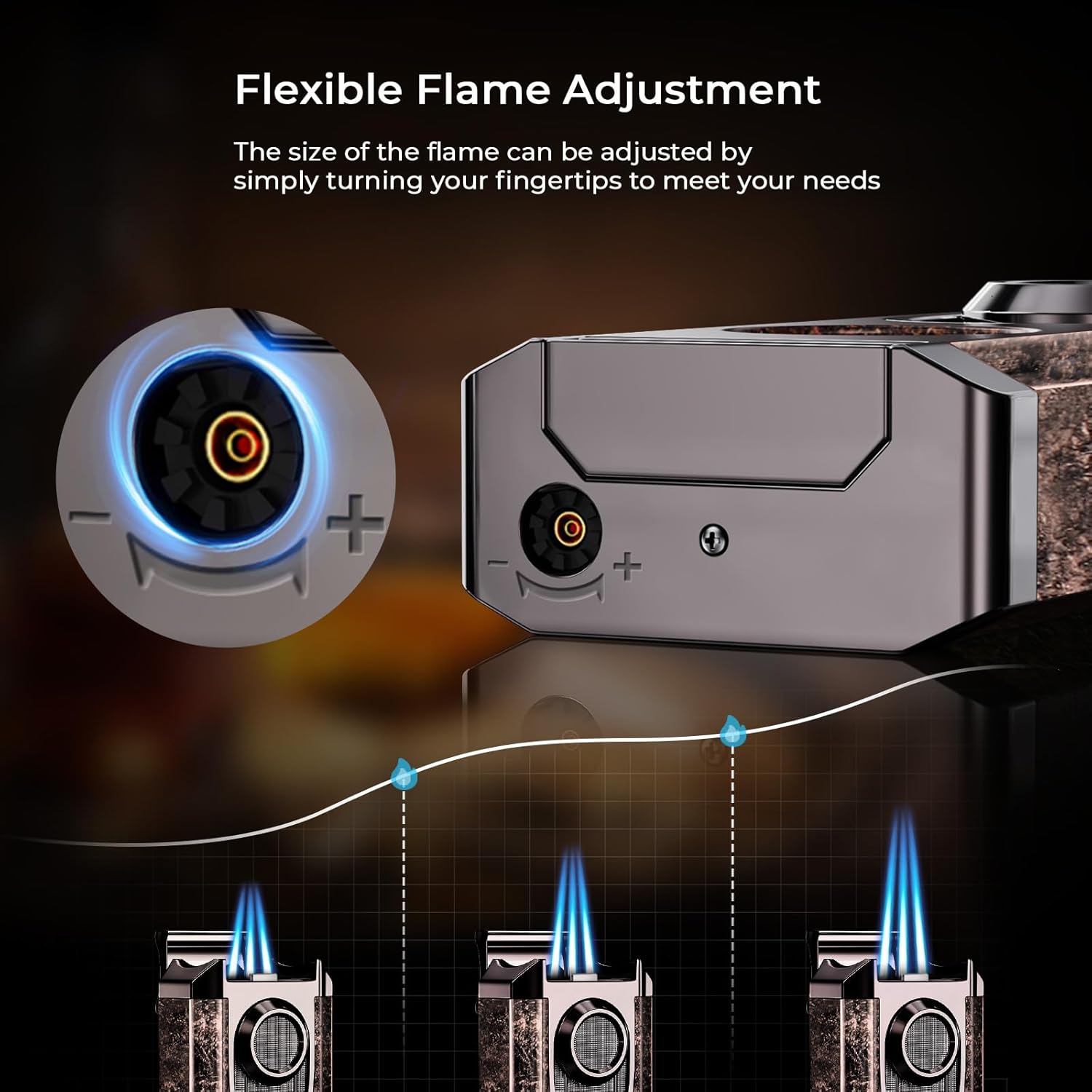All-in-one Torch Lighter with Triple Jet Flame, Built-in V Cutter, Holder, Windproof Lighter Accessories with Gift Box, Butane Refillable Lighter for Candles, Men, Outdoor Travel (Butane not Included)