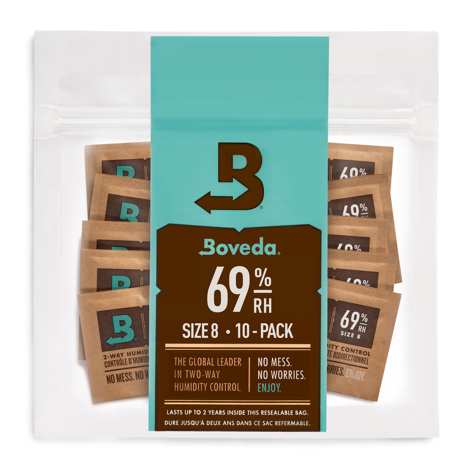 Boveda 72% Two-Way Humidity Control Packs For Wood Humidifier Boxes – Size 60 – 20 Pack – Moisture Absorbers – Humidifier Packs – Hydration Packets in Resealable Bag