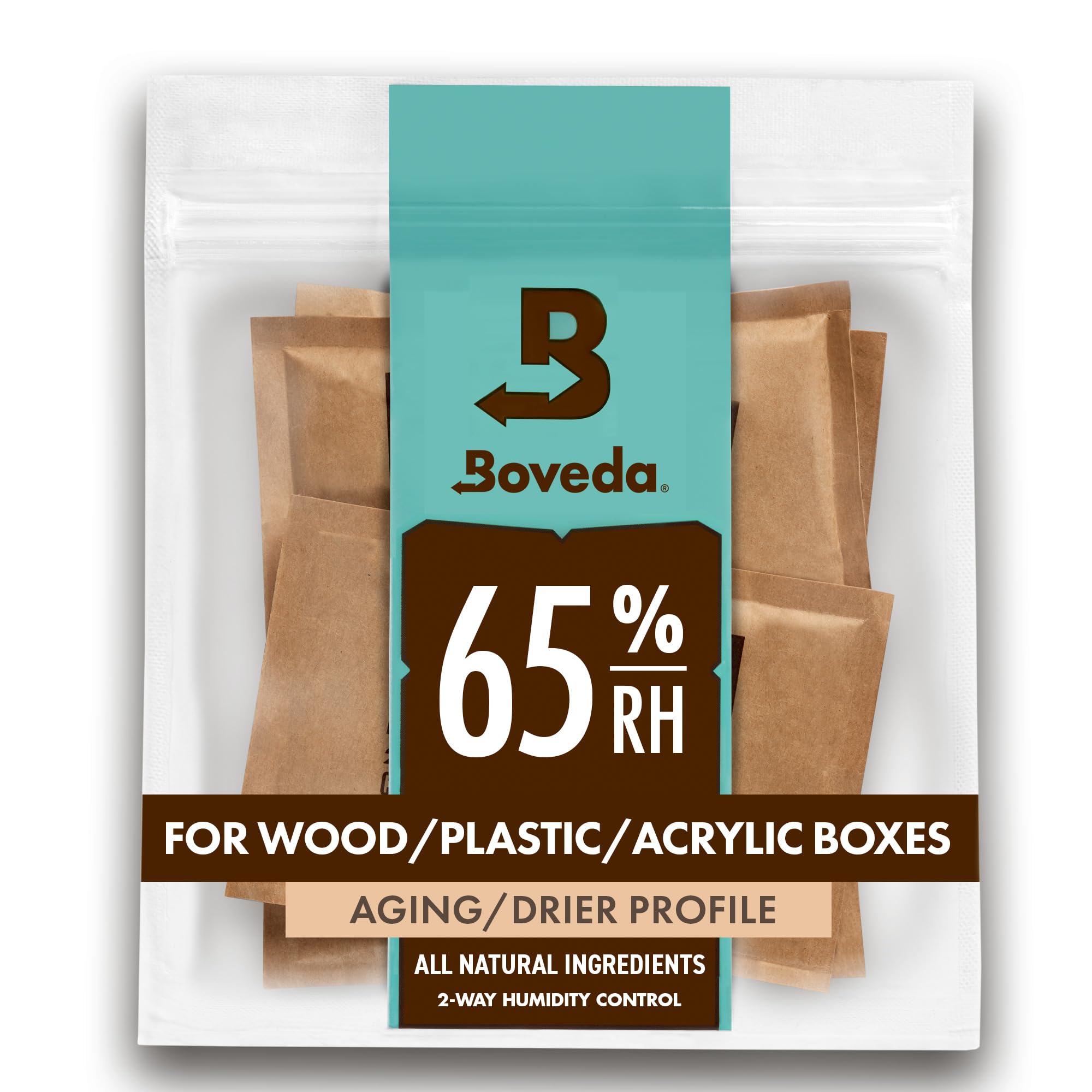 Boveda 72% Two-Way Humidity Control Packs For Wood Humidifier Boxes – Size 60 – 20 Pack – Moisture Absorbers – Humidifier Packs – Hydration Packets in Resealable Bag