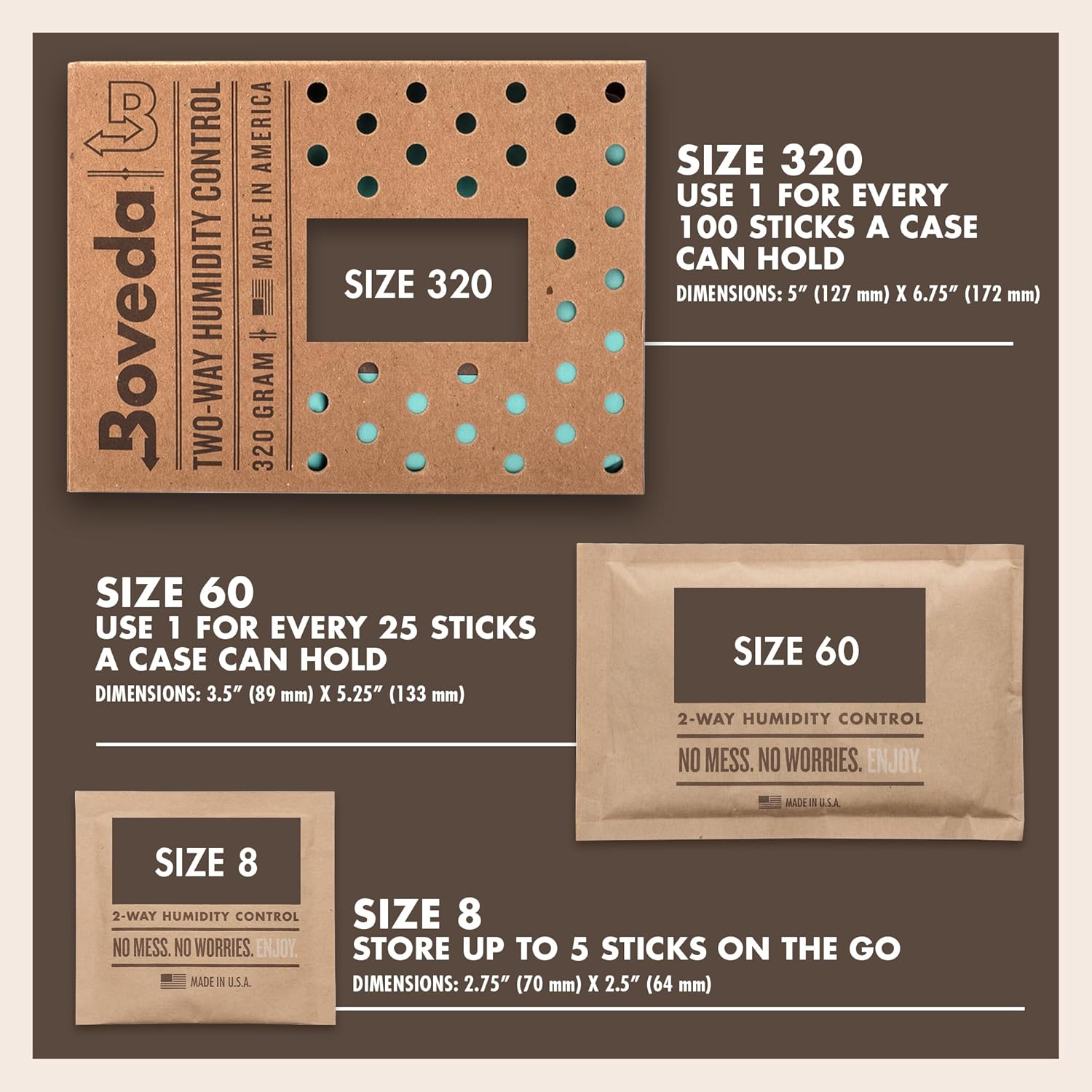 Boveda 72% Two-Way Humidity Control Packs For Wood Humidifier Boxes – Size 60 – 20 Pack – Moisture Absorbers – Humidifier Packs – Hydration Packets in Resealable Bag
