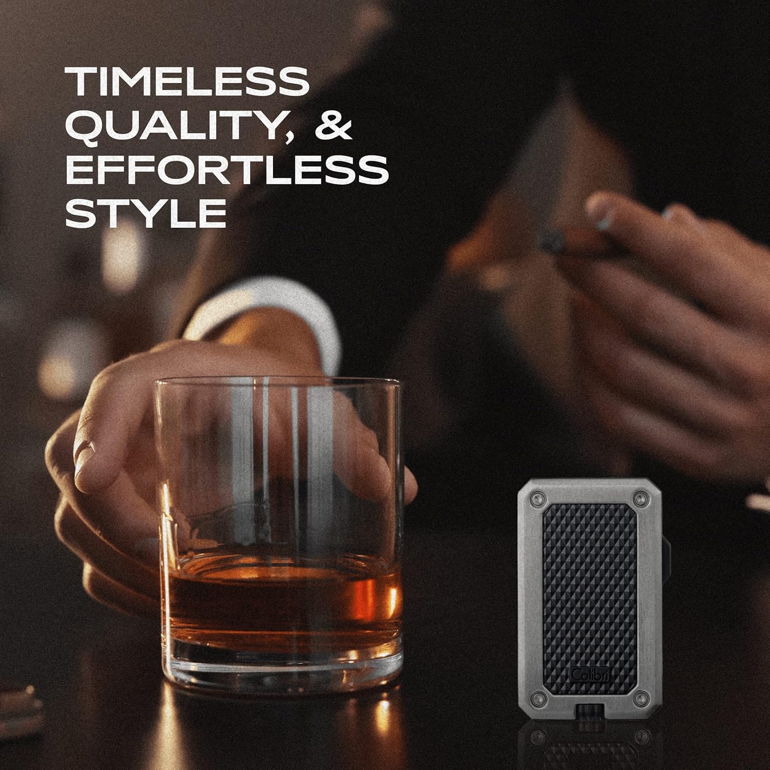 Colibri Rally Single Jet Flame Butane Lighter, Windproof & Refillable, Cigar Enthusiast's Choice with Blue Fuel Window and Adjustable Flame (Polished Chrome-Black)